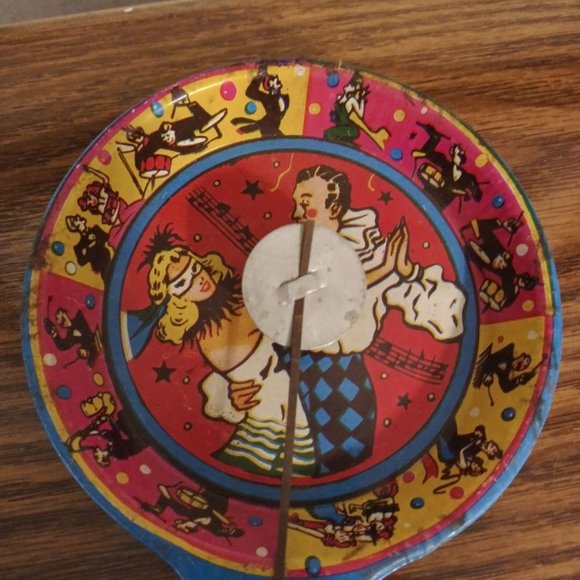 Vintage Metal Litho Noisemaker Harlequin Party Fav - Picture 4 of 4